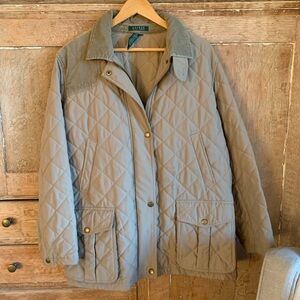 Ralph Lauren Tan Quilted Women's Barn Jacket Hunting Jacket, 2XL